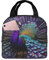 GFXEDSAH Lonchera aislada con estampado de pavo real morado con tela Oxford, bolsa multiusos para el trabajo y actividades al aire libre