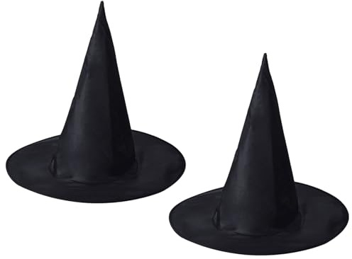SEFIRST 2 Pcs Chapeaux de Sorcière pour Fête d'Halloween, Accessoires de Costume, Chapeau de Sorcière pour Enfants, Chapeau de Sorcier Pliable pour Halloween, Réunions de Famille, Taille Unique (Noir)