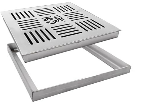 Abflussrinne Aussen Quadratische Ablaufgitterabdeckung mit Sockel für Auffangbecken, Leicht zu Reinigendes Ablaufgitter für Graben, Dekoratives Bodenablaufgitter, Robuste Regenwasser-Brunnenplatte(30x