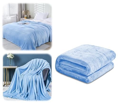 Mantas de cama de forro polar, manta de microfibra suave y ligera, acogedora manta de microfibra, manta de forro polar sherpa, manta cálida y suave para cama, sofá y viajes (azul, 70 x 100 cm)
