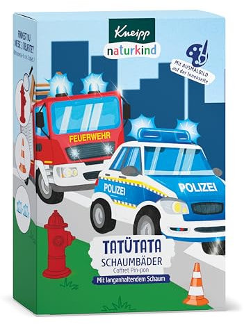 Kneipp Naturkind Geschenkset Tatütata - Badespaß für kleine Feuerwehr - & Polizeifans - Schaumbad für sensible Kinderhaut - 3x40ml