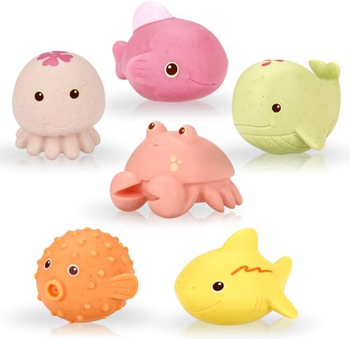 Giocattoli da bagno per bambini senza muffa - 6 pezzi di giocattoli da bagno senza fori, giocattoli da acqua per bambini, giocattoli da bagno per piscina e spiaggia