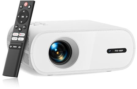 Smart Beamer【Netflix Zertifizierung】mit Elektrischer Fokus/Trapezkorrektur, 20000LM 1080P Full HD WiFi 6 Bluetooth 5.2 Mini Beamer Heimkino, Mini Projektor mit EIN-klick-Nutzung von Netflix/YouTube/D+