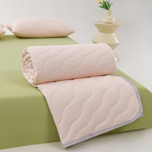 Mateju Edredón Verano Fría, Ligero Transpirable Manta con Reversible Ropa de Cama de Microfibra Ultrasuave Edredón Acolchado Transpirable Colchas Bouti Cama 90/105 (Rosa,100x150cm)