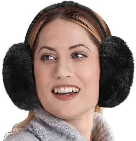 Brook + Bay Ear Muffs Winter Women - Stay Warm with Winter Ear Muffs for Women - Adjustable Fluffy Faux Fur Folding Earmuffs