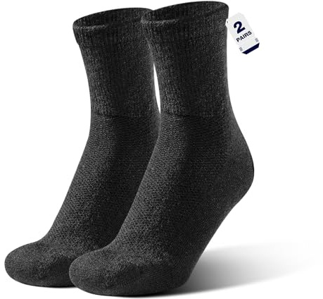Rahhint Calzini diabetici in lana di alpaca per uomo e donna, senza gomma, vestibilità ampia, spessi, termici, morbidi, senza cuciture, assorbono l'umidità, Nero , XX-Large