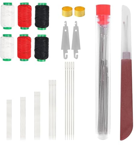 Srvauyea 37 Pièces Outils de Couture, Kit de Couture Complet avec Enfile-aiguille, Connecteur de Couture, 25 Aiguilles en Acier et Fils, Ainsi que des Épingles à Nourrice pour Débutants Professionnels