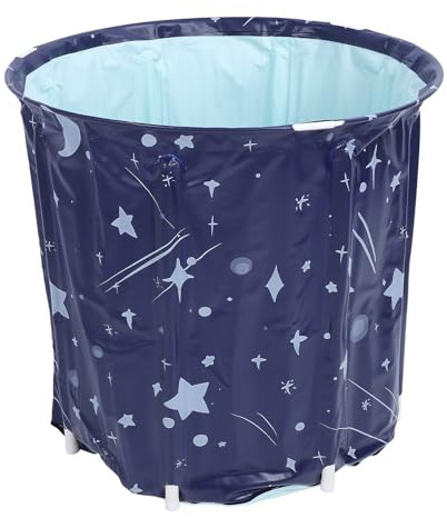 KIMISS Vasca da Bagno Pieghevole Portatile - Vasca da Bagno Pieghevole Salvaspazio per Doccia Domestica - da Ecologica in PVC per Relax Ed Esperienza Spa (Stella Luna Blu)