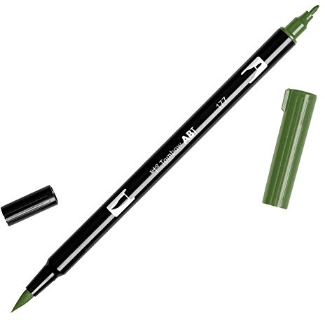 Tombow ABT-177 fiberpenna dubbel pensel penna med två spetsar dark jade