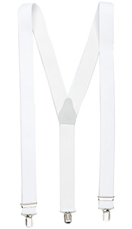 Shenky Hosenträger | 3er Clips | 3,5cm Breite | verstellbar | Basic | Y-Form | elastisch | für Oktoberfest Fassnacht Karneval Hochzeit Skihosen | Damen & Herren | Skihosenträger | Weiß
