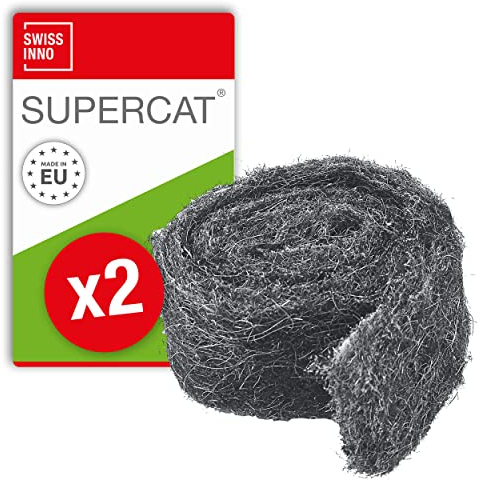 SWISSINNO Rollen Mäuse Stahlwolle - Nagetier, Schädlings und Insektenschutz-Stahlwolle - 100% undurchdringliche Barriere für Mäuse, Ratten, Käfer, Vögel und Schnecken geeignet - 2 X 50 cm lang