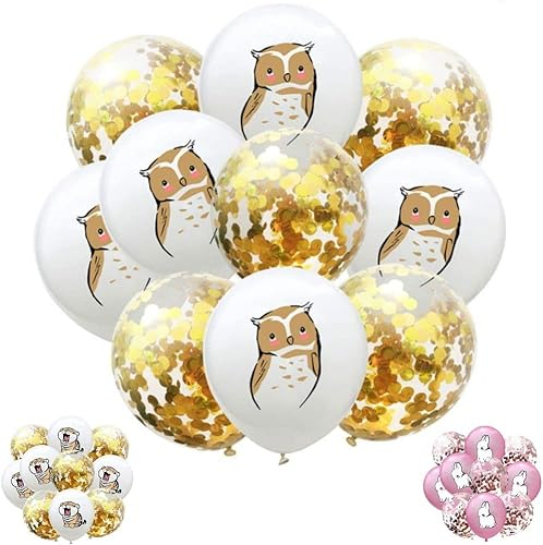 DIWULI Eule Luftballons 10 Stück Konfetti Gold Ballons