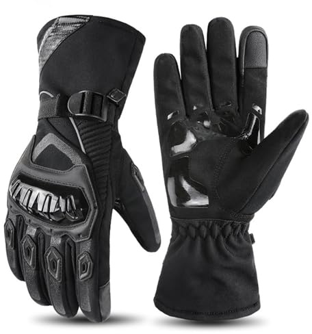Baceyong, guanti da motociclista, caldi e impermeabili, da uomo, con protezione rigida delle articolazioni, guanti touch screen per equitazione, mountain bike, scooter, motoslitta