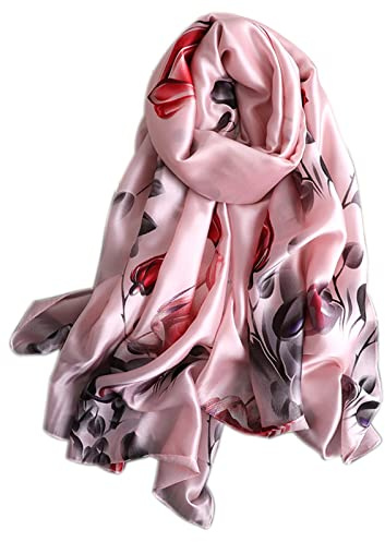 Silk Scarf Women Shawl Pink Stain Neckerchief Head Wraps Ladies Beach Shawl Bridal Belt Chiffon Muslim Colorful Cloth Christmas Decorations Gifts