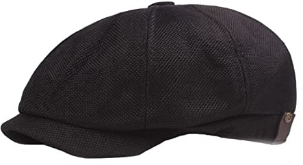 Lifup Uomo Baschi Scozzesi a 8 Spicchi Coppola Cotone Lino Cappello da Guida Nero