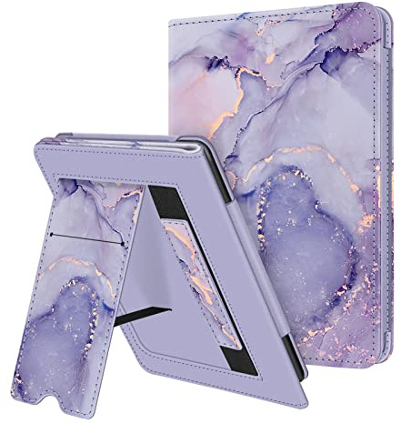 Fintie Stand Case for 6 All-New Kindle (11th Generation-2024/2022 Release) - PU Leather Cover with Auto Sleep/Wake Card Slot & Hand Strap for Kindle 2024/2022 11th Generation e-Reader, Lilac Marble