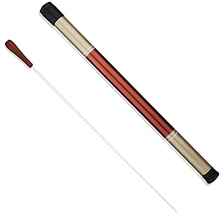 Conducting Baton with Storage Cylinder, Elegant Marching Baton with Ebony Handle Music Conductor Baton for Orchestra Concert Theater Band, 15.4inch Long