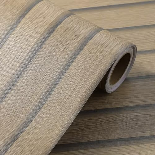 OctBird Papier Peint Bois Marron 40CMx5M, Papier Peint Adhesif Marron Imperméable,Papier Peint Effet Bois Beige Marron pour Cuisine Porte Table Salon,Naturel Aspect Bois Moderne Mur en Bois
