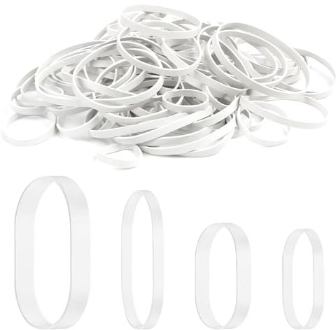 100 pezzi Elastici Bianco in Gomma Piccoli Elastici ufficio Allungabili Per Scuola Casa Forniture Per Ufficio Industriali Artigianato FAI DA TE,4 dimensioni (2,5/4/6/7,5CM)