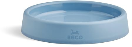 Beco Cat Bowl - Food & Water Steady Bowl, Recycled Plastic, Non-Slip Rubber Base, Whisker Friendly Feeding Dishes, Coastal Blue