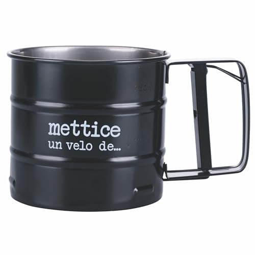 Villa d'Este Home Tivoli Setaccio spargi farina, cacao e zucchero in acciaio, nero, S.P.Q.eRe