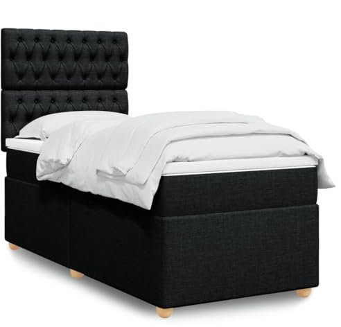 qohoio Boxspringbett mit Matratze Schwarz 90x190 cm Betten Bett Mit Matratze Bett Boxspringbett Schlafzimmer MöBel Stoff - 3291144