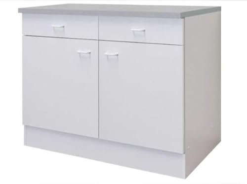 Generisch Küchenschrank - Unterschrank Weiß - 2-türig, 2 Schubladen 100cm B