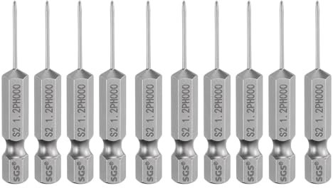 QUARKZMAN 10Pcs Embout de Tournevis Cruciforme Phillips #000 Ph000 1/4 Tige Hexagonale 2 (50mm) Longueur Magnétique en Acier S2Pour Tournevis Électrique 0.047 (1.2mm) Tige