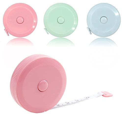 Lot de 3 rubans à mesurer pour le corps - Mini mètre ruban rétractable - Pour mesurer la longueur, la poitrine, la taille (200 cm)