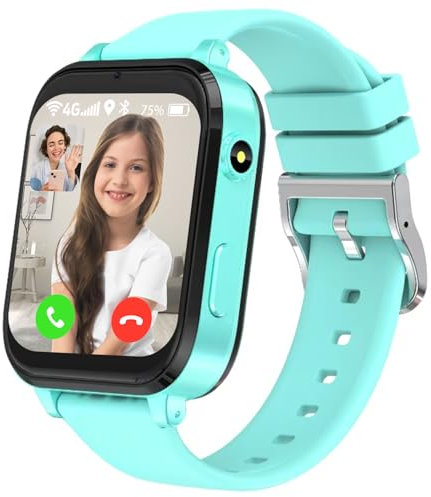 Smartwatch Kinder, 4G Kinder Smartwatch mit GPS und Telefon, Kinderuhr zum Telefonieren mit WiFi, SOS, Wecker, Schulmodus, Wasserdicht, Geschenke für Jungen Mädchen, Kinderuhr Mädchen (Blau)