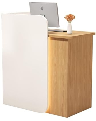 Bancone cassa piccolo e moderno Dotato di luci LED Cassetti con serratura per garantire la sicurezza degli oggetti di valore Ideale per negozi, centri estetici e parrucchieri.Color bianco 95*45*100/14