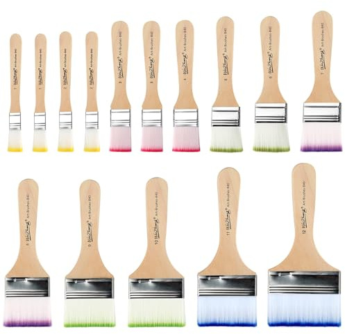 15 Stück 12 Größen Pinsel Acrylfarbe Breit Acrylpinsel Künstlerpinsel Flachpinsel Malpinsel Pinselset Acryl mit Holzgriffe für Acrylmalerei Ölmalerei Graffiti Wandmalerei Aquarellmalerei Gouache