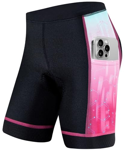 Gogokids Boys Girls 3D Padded Bike Shorts Kids Cycling Shorts Biking Shorts Sports Pants with Pockets for Mountain Road, Rose(140/9-10 Years)