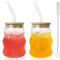 Embhlitfe 2 Pack Cloud Design Glass Cups with Lids & Straws - 500ML Ribbed Bubble Tumblers for Iced Coffee, Includes Straw Brush, Vintage Reusable Glassware