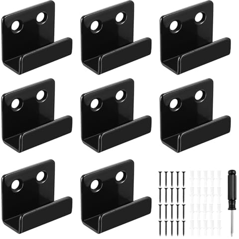 runxsam 8 pièces crochets muraux en U inox, largeur int. 10 mm, noir | Outil de fixation murale; acier inox anticorrosion; bords lisses; pour carreaux, cadres, miroirs, garage.