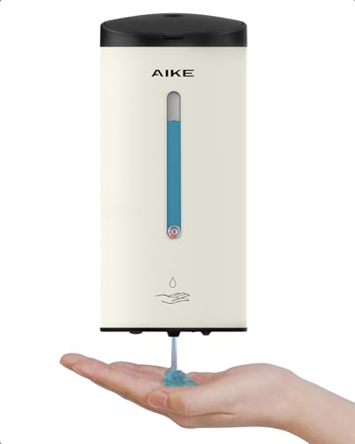 AIKE Distributeur De Savon Automatique Classique, 750 ML Liquide Mural, Finition Acier Inoxydable, AK1205E