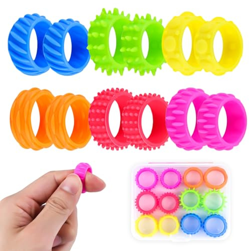 Lot de 12 anneaux anti-stress pour enfants et adultes, anti-stress, anti-stress, autisme, sensoriels pour autisme, jouets anti-stress et anxiété