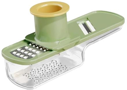 Molinillo de ajo multifuncional y rebanador mandolina | Picadora mano fácil agarre con contenedor | Rallador rebanador ajo | Molinillo de ajos fácil de usar para cocina,