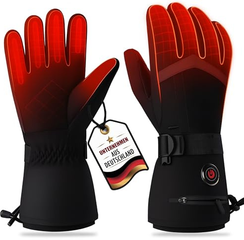 SOUCCESS Beheizbare Handschuhe – 6000 mAh Akku, 3 Heizstufen, Wasserdicht & Winddicht, Touchscreen-kompatibel, Unisex Thermo-Handschuhe für Skifahren, Motorrad, Angeln, Outdoor & Alltag (M)