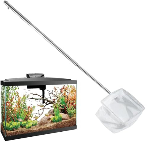 WUYJI Redes para acuarios, Mini malla para acuario con mango de acero inoxidable. Cuenta con un mango telescópico (13-39 cm). Malla fina y suave, ideal para acuarios, estanques y limpieza (blanca)