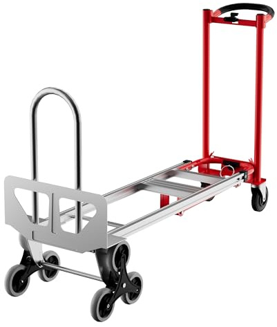 RBFGYIOP Carrello trasporto alluminio 3 in 1 - Carrello pieghevole funzione salita delle scale capacità carico 350 kg carrello piattaforma carrello sacchi pieghevole incl 2 cinghie tensione casa uffic