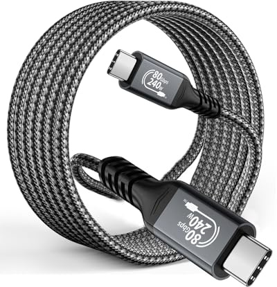 USB 4-kabel 80 Gbps V2.0 för Thunderbolt 5, 240 W USB C-kabel 1 m, snabbladdningskabel stöder 16K@60Hz 8K@60Hz 4K@240Hz skärmar, USB C Thunderbolt för Thunderbolt 4/3 Laptop USB4 SSD MacBook-skärm