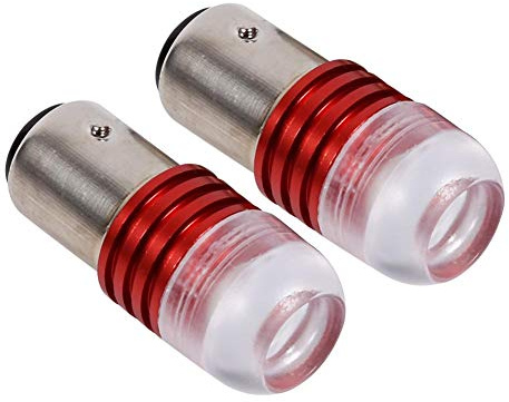 Keenso 2 piezas de luces de freno de coche universales para luces de freno, luces de freno, luz intermitente, 1157 2357 luz estroboscópica intermitente LED proyector bombillas de color rojo brillante