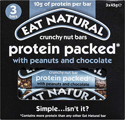 Eat Natural Protein Bars, Protein Packed with Peanuts & Chocolate Bars, 3 x 45g