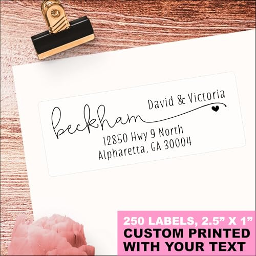 White Address Labels - Personalized Return Address Labels, Mailing and Shipping Labels for Envelopes, Packages, Business, Home by PrettySweetParty (250, Heart)