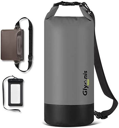 Glymnis Sac Étanche Sac Imperméable Dry Bag 10L 20L pour activités et Sports Nautiques de Plein air Natation Pêche Kayak avec Une Pochette Étanche pour Téléphone(Noir, 20L)