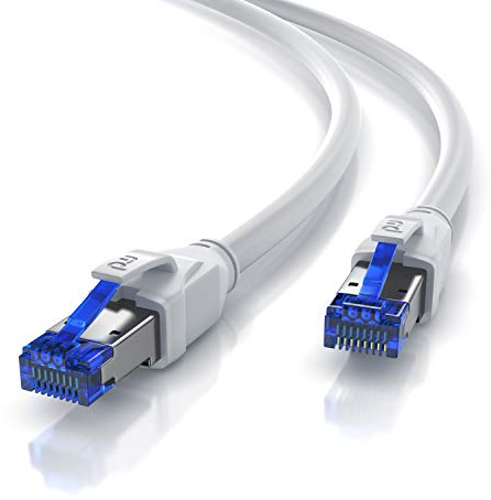 CSL - 10m Netzwerkkabel CAT 8 - LAN Kabel Patchkabel - CAT8.1 High Speed Gigabit Ethernet Cable - 40 Gbits - S/FTP PIMF - RJ45 Stecker - Cat6 Cat7 Cat8 komp - 10 Meter - weiß