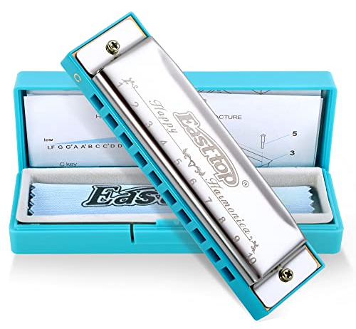 East Top Blues Mundharmonika, 10 Löcher C-Taste Anfänger-Mundharmonika für Kinder, Kinder, Erwachsene und Studenten BLSR