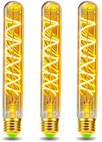 SUYGUAR Edison Vintage Glühbirne Dimmbar, E27 LED Vintage T30 4W LED Röhre Birne Warmweiß 2800K,Flimmerfrei Flötenrohr Beleuchtung,Retro LED Lampe Dekorative Leuchtmittel im Haus Café Bar (3)