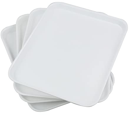 Nesmilers 4-packs Restuarant Serving Trays, Plastic Fast Food Drinks Serving Tray (White)